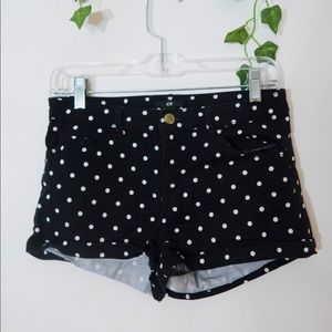 Cute H&M black polka dot denim jean shorts